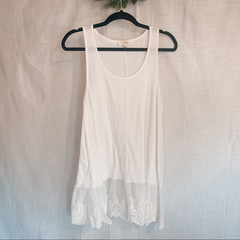 Umgee Tank Top with Lace Bottom